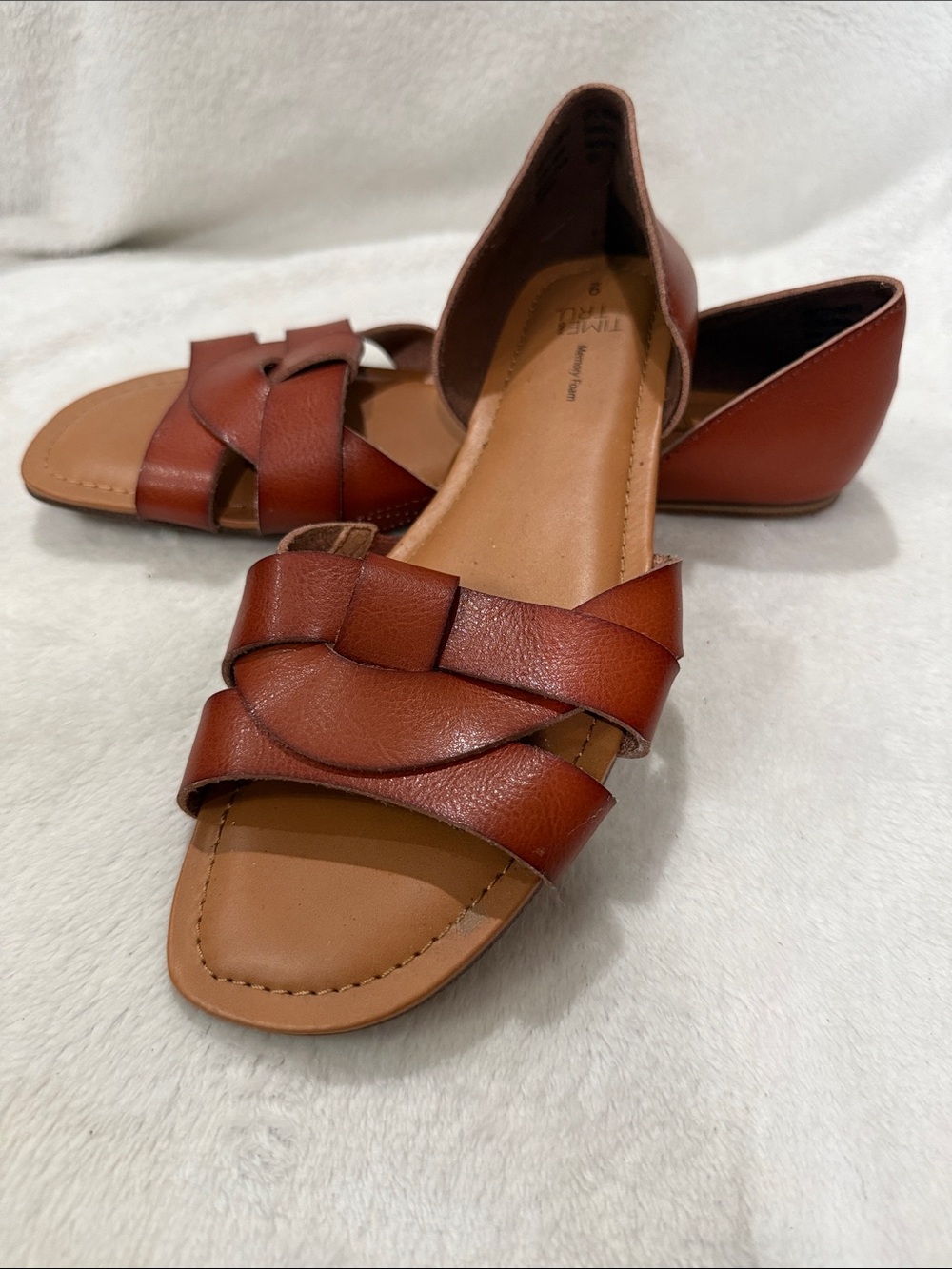 Women’s Brown Braided D'Orsay Flat Sandals